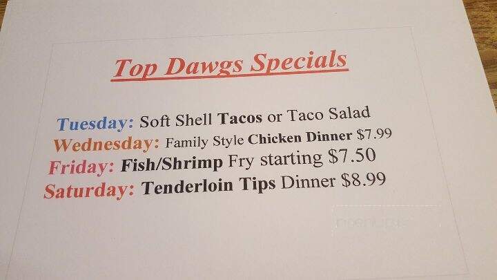 Top Dawgs - Mindoro, WI menu_pic