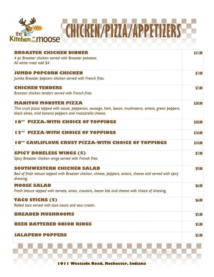 Moose Lodge Club and Dining - Rochester, IN menu_pic