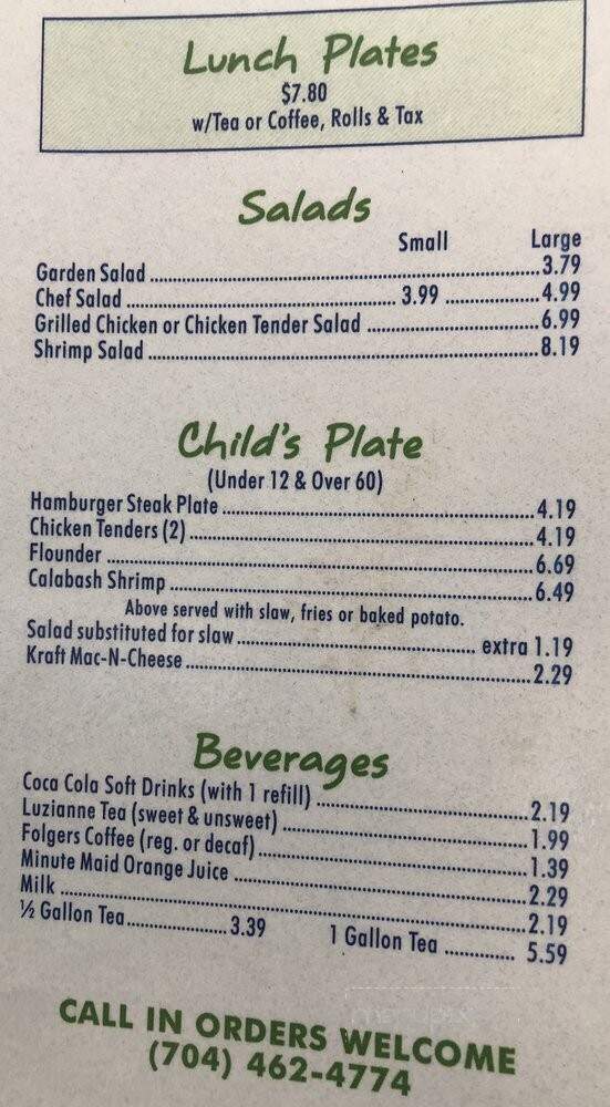 Norman's Cafe - Vale, NC menu_pic