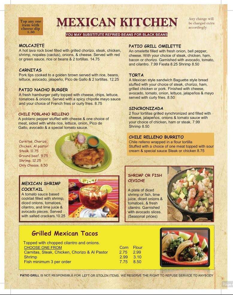 Patio Grill - Union City, TN menu_pic