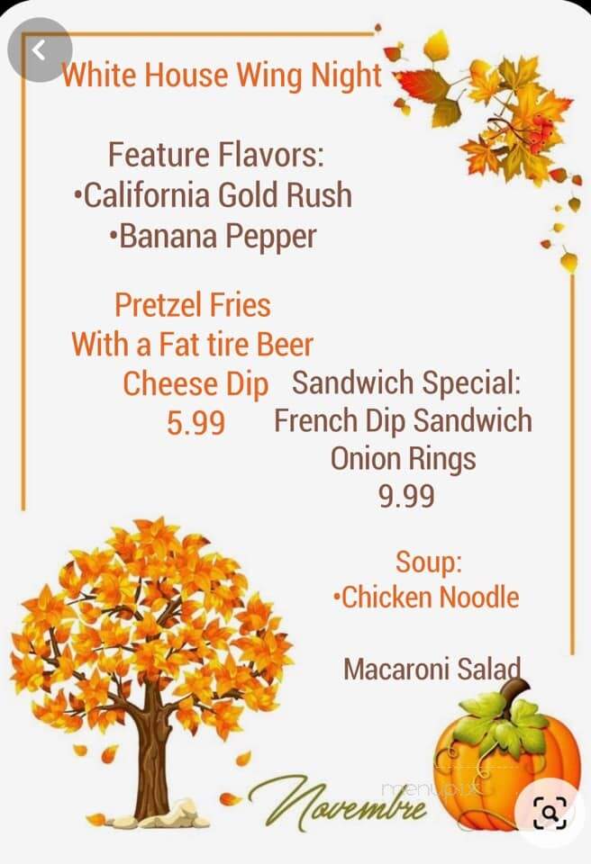 White House Restaurant - Meyersdale, PA menu_pic