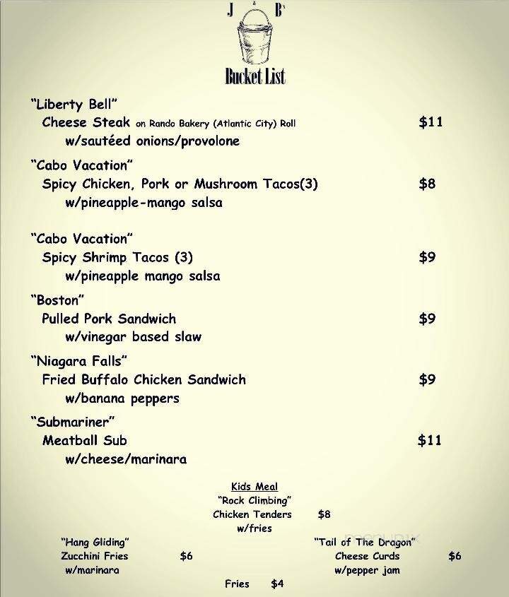 J & B's Bucket List - Charleston, SC menu_pic