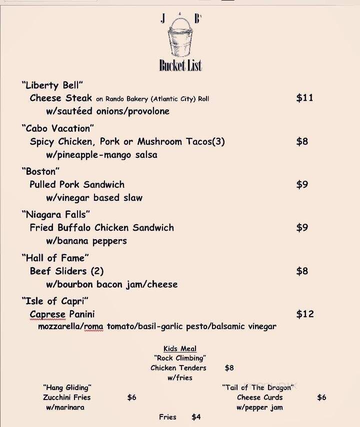 J & B's Bucket List - Charleston, SC menu_pic