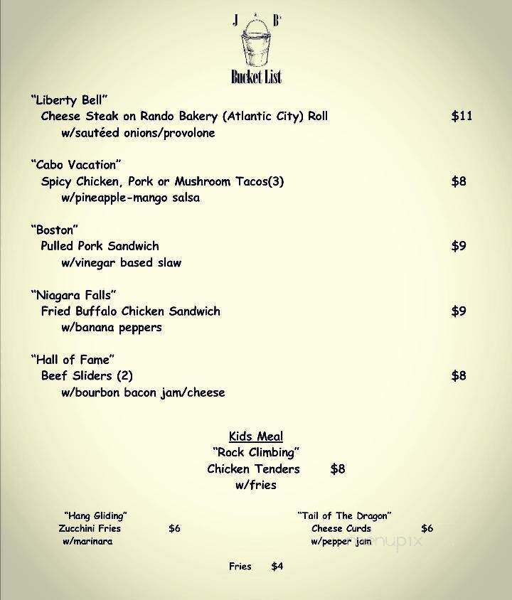 J & B's Bucket List - Charleston, SC menu_pic