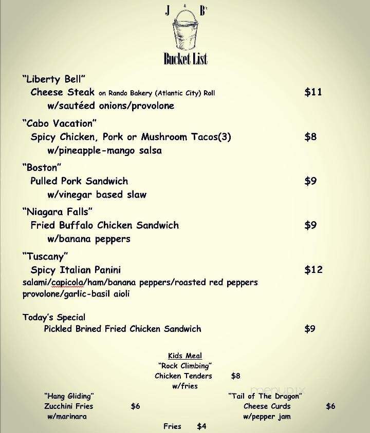J & B's Bucket List - Charleston, SC menu_pic