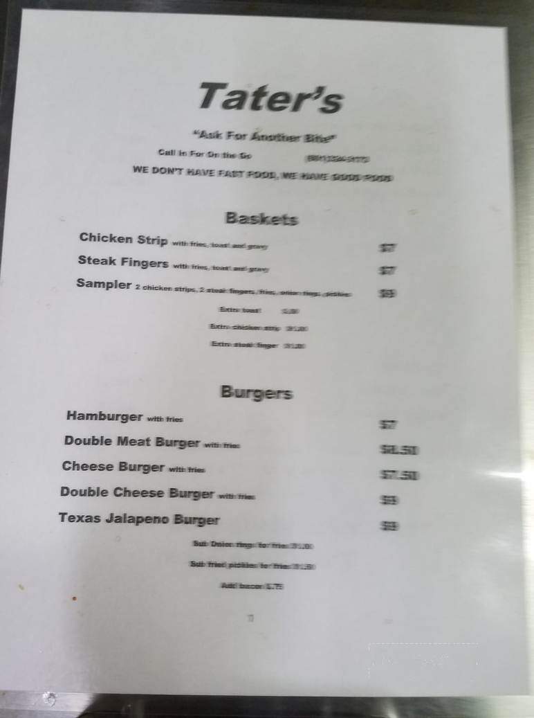 Taters - Summit, MS menu_pic