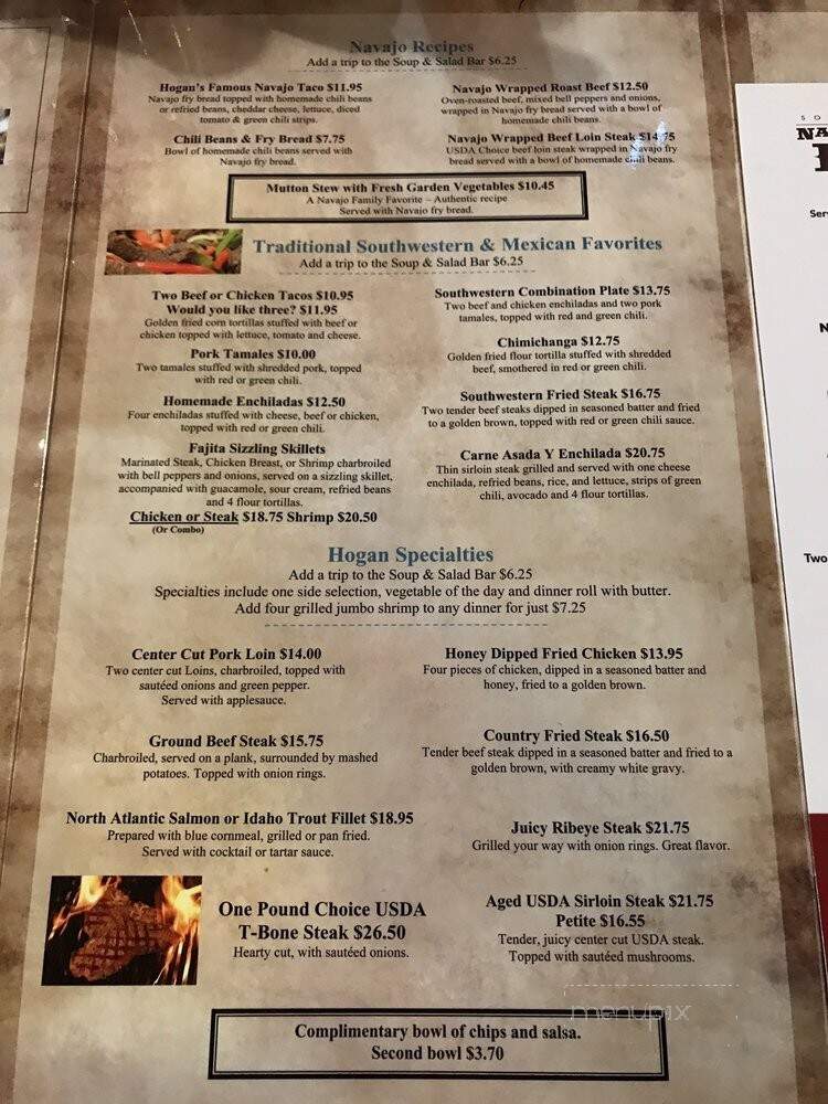 Hogan Family Restaurant - Tuba City, AZ menu_pic