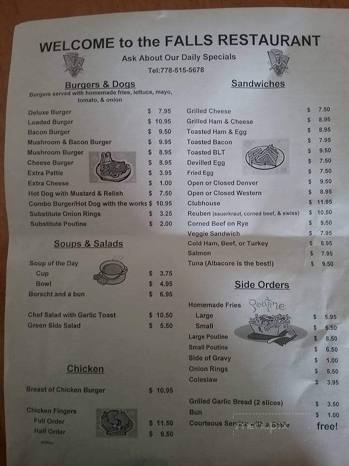 Falls Restaurant - Okanagan Falls, BC menu_pic