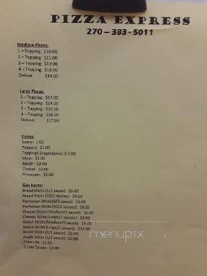 Pizza Express - Earlington, KY menu_pic
