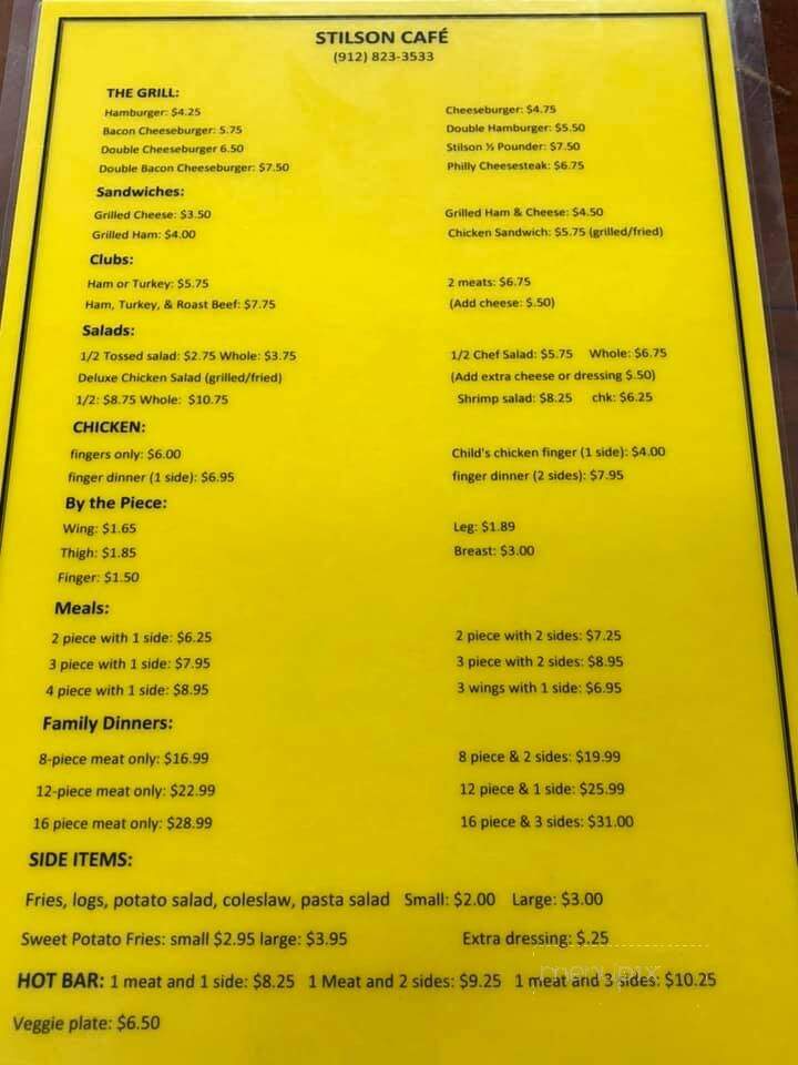 Stilson Cafe - Brooklet, GA menu_pic