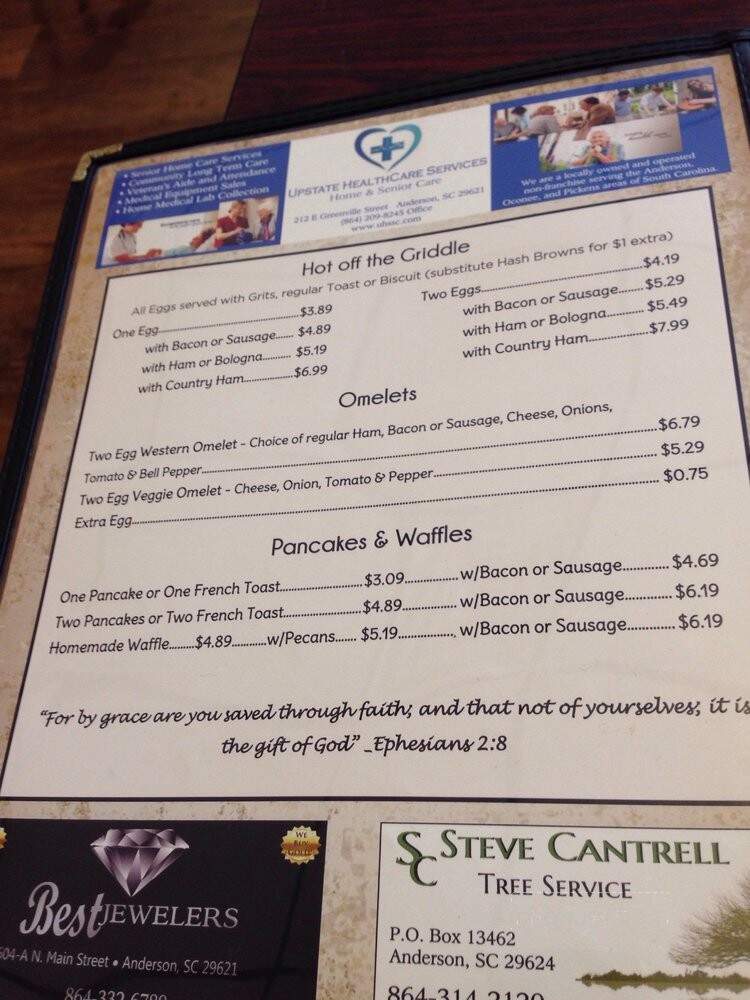 Grace's Coffee House & Restaurant - Anderson, SC menu_pic
