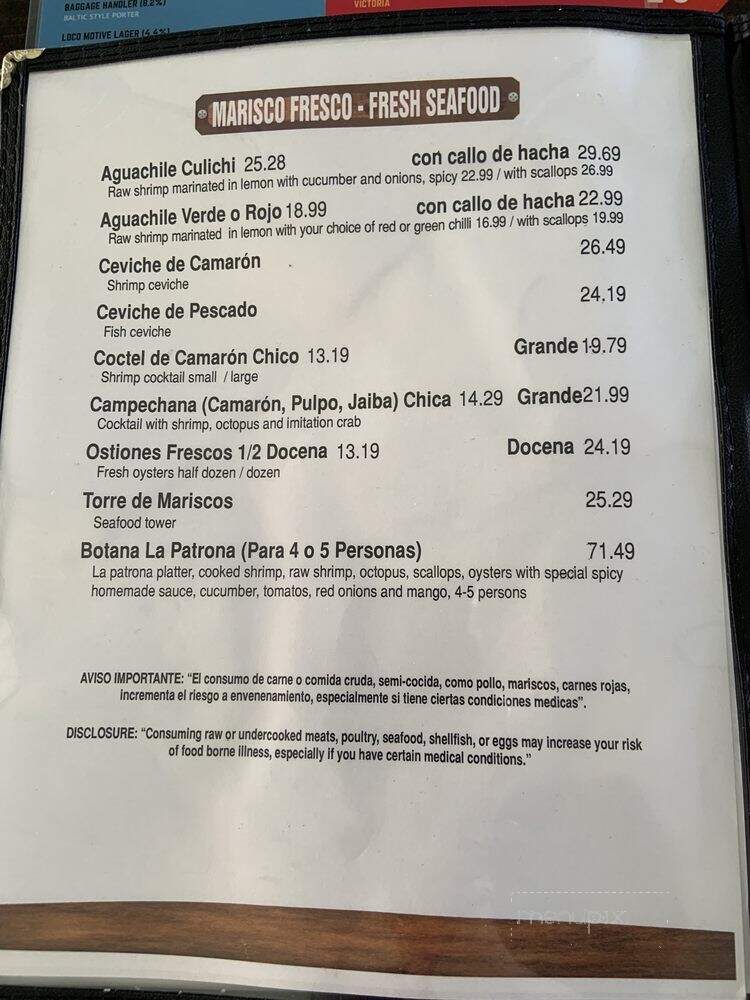 Eva's Cantina & Grill - Salinas, CA menu_pic