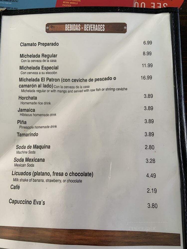 Eva's Cantina & Grill - Salinas, CA menu_pic