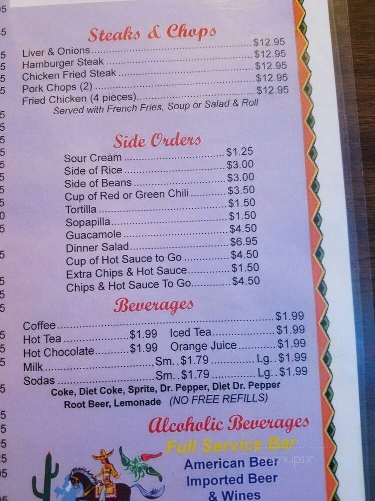 Romo's Restaurant - Holbrook, AZ menu_pic