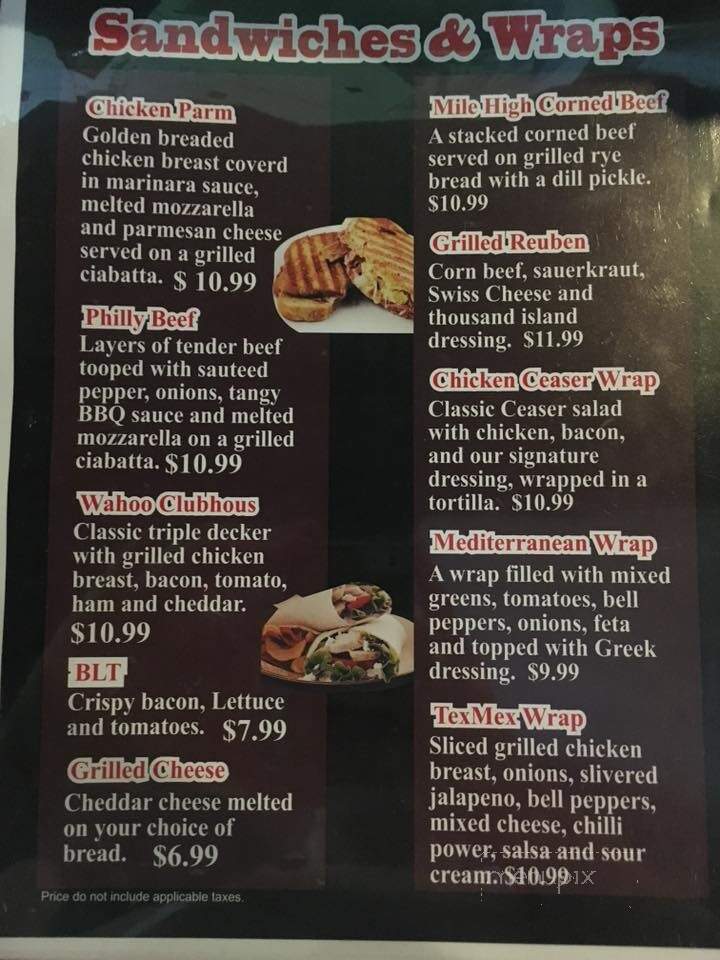 Wahoo Cafe - Trenton, ON menu_pic