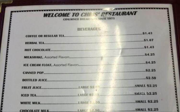 Chris' Restaurant - Crowsnest Pass, AB menu_pic