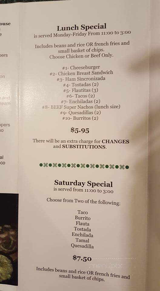Salamandra Restaurant - Dixon, IL menu_pic