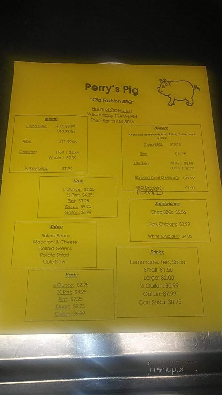 Perry's Pig - Augusta, GA menu_pic