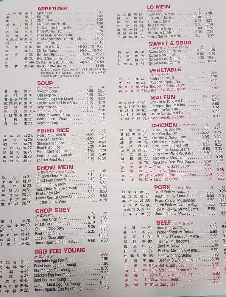 Lin Bo Chinese Restaurant - Weedsport, NY menu_pic