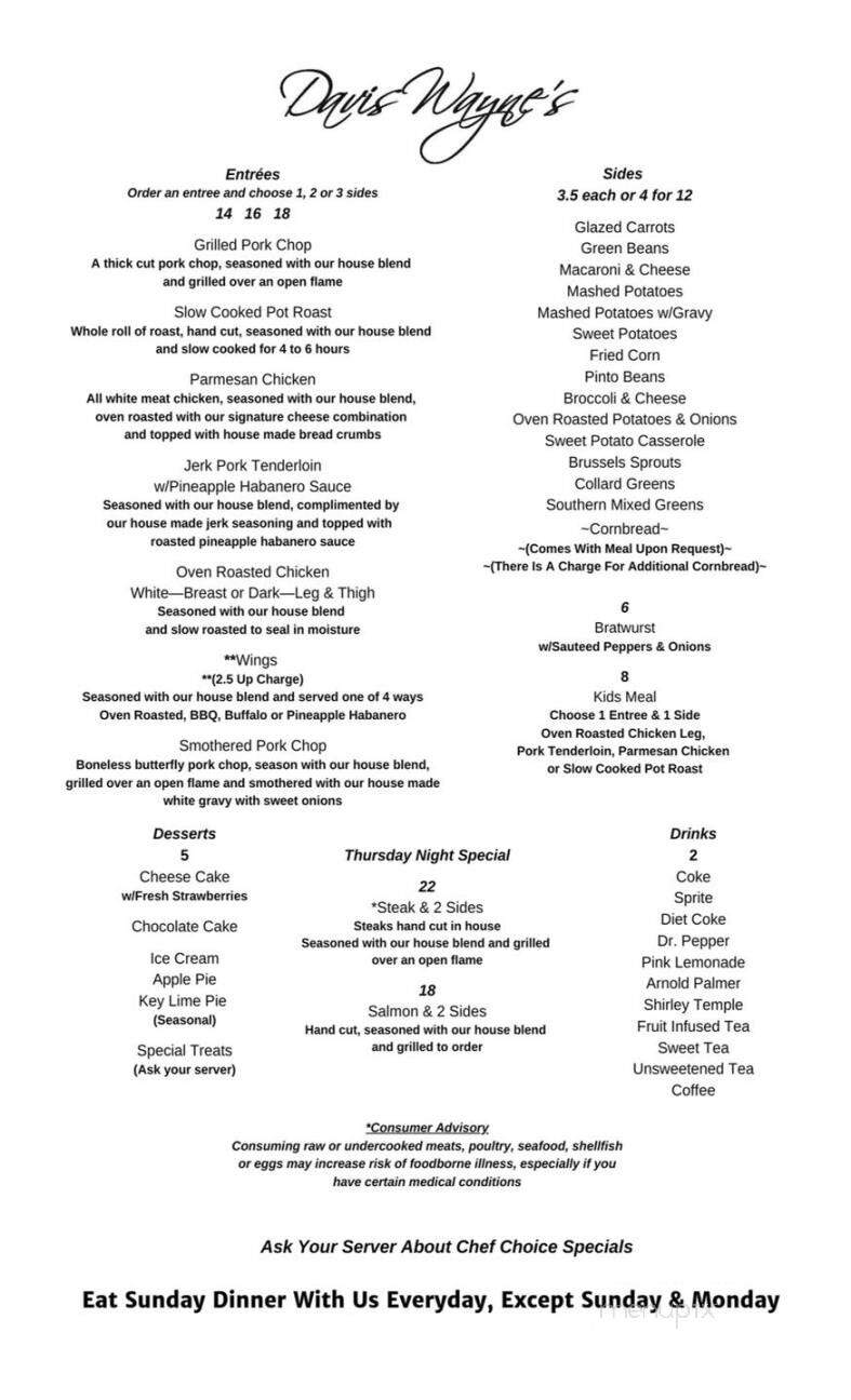 Davis Wayne's - Ooltewah, TN menu_pic