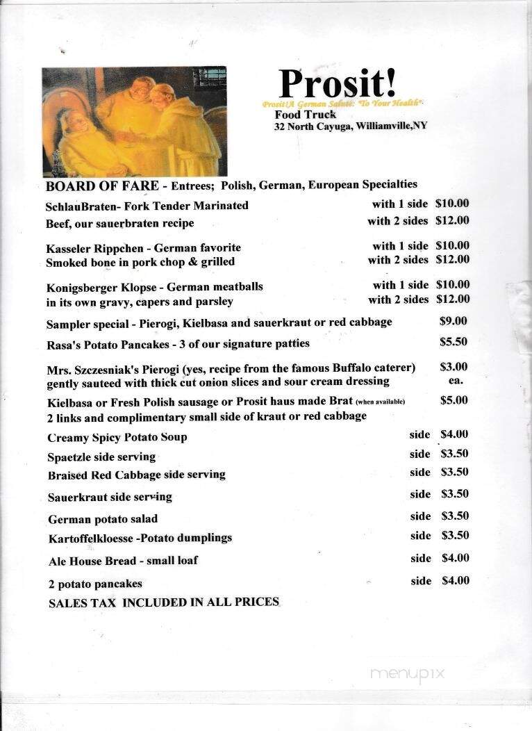 Prosit Restaurant Food Truck - Williamsville, NY menu_pic