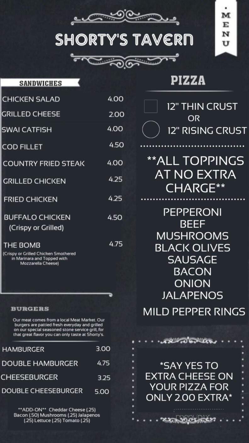 Shorty's Tavern - Albers, IL menu_pic