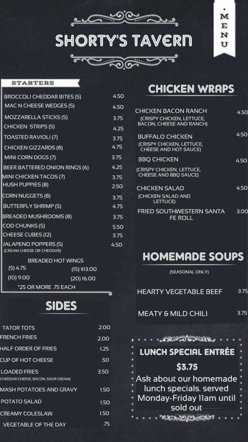 Shorty's Tavern - Albers, IL menu_pic