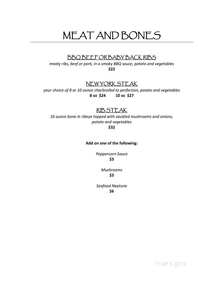 The Point Restaurant - Williams Lake, BC menu_pic