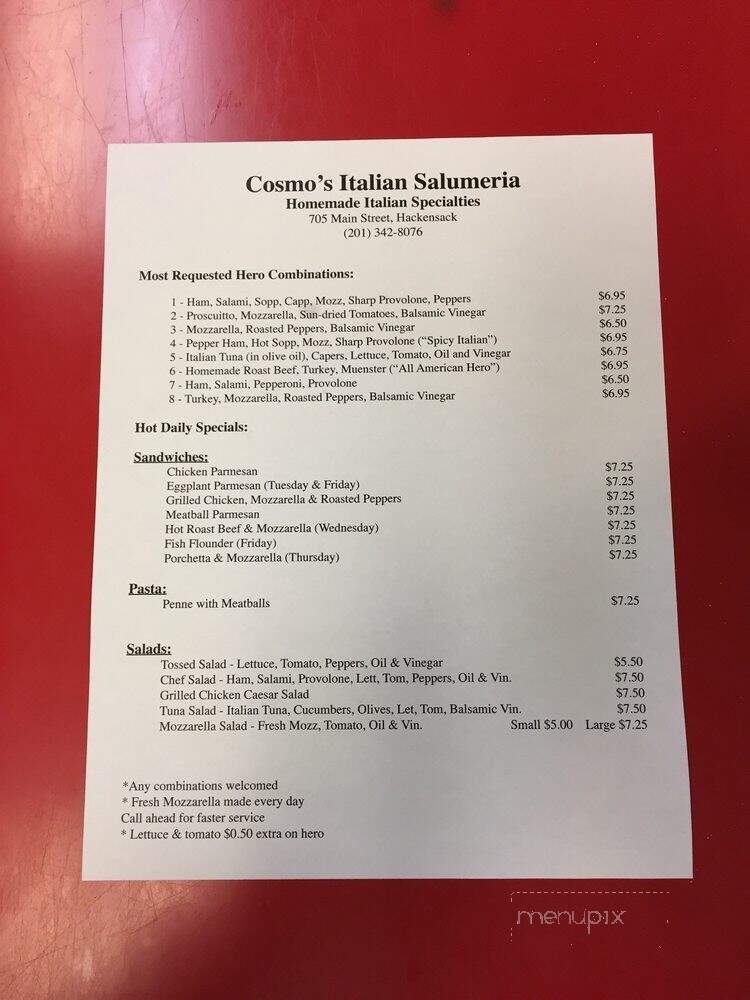Cosmo's Italian Salumeria - Hackensack, NJ menu_pic