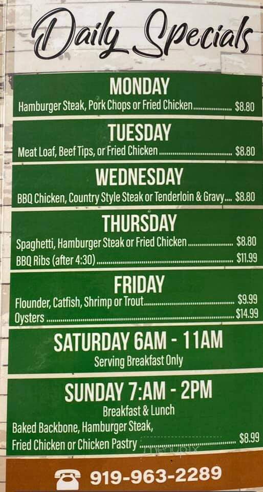 Four Oaks Restaurant & Grill - Four Oaks, NC menu_pic