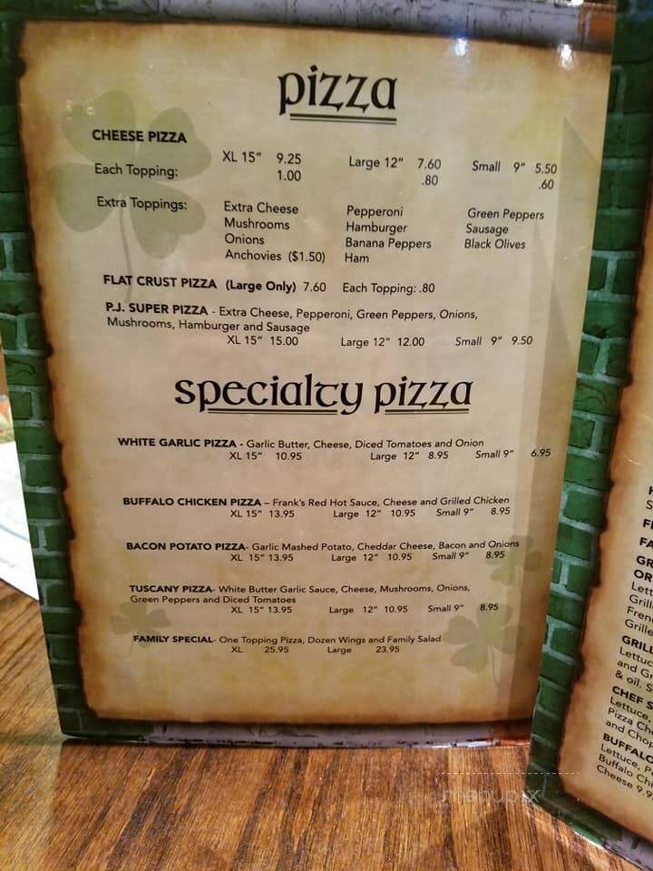 P J's Tavern - Cresson, PA menu_pic