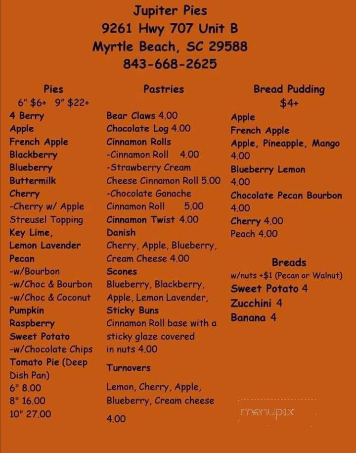 Jupiter Pies - Myrtle Beach, SC menu_pic