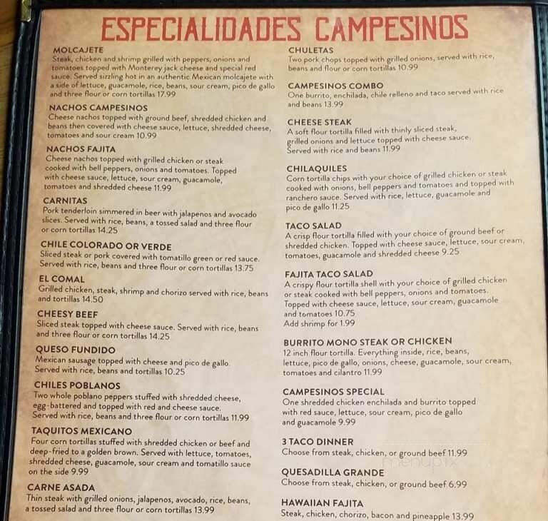 Los Campesinos Mexican Grill - Minooka, IL menu_pic