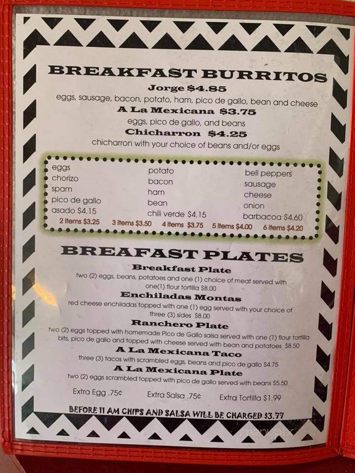 Mireya's Burrito Express - Seminole, TX menu_pic