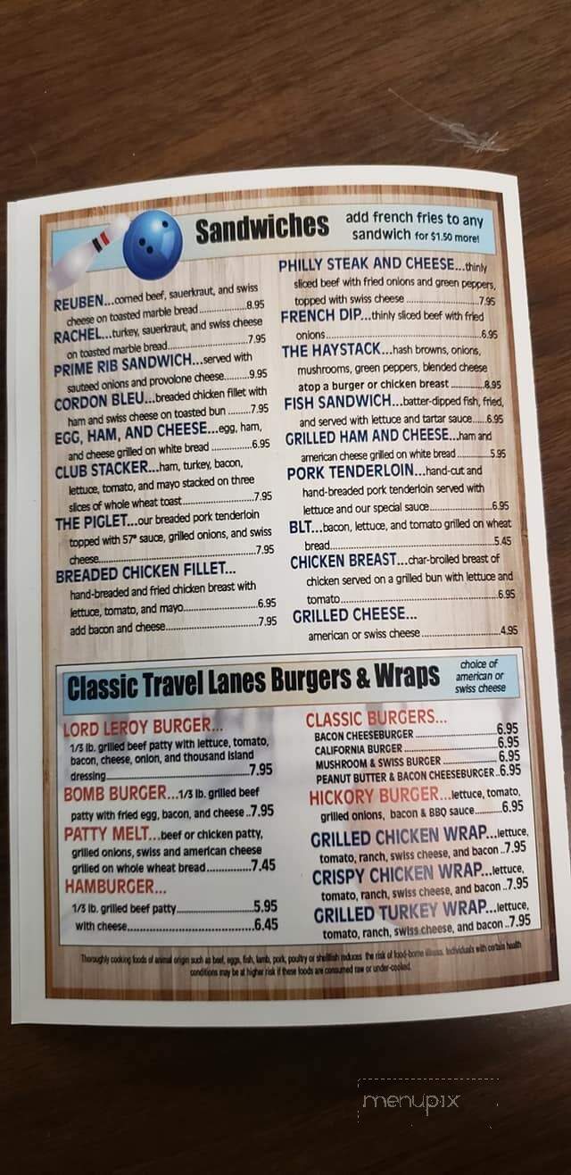 Travel Lanes & Supper Club - Le Roy, MN menu_pic