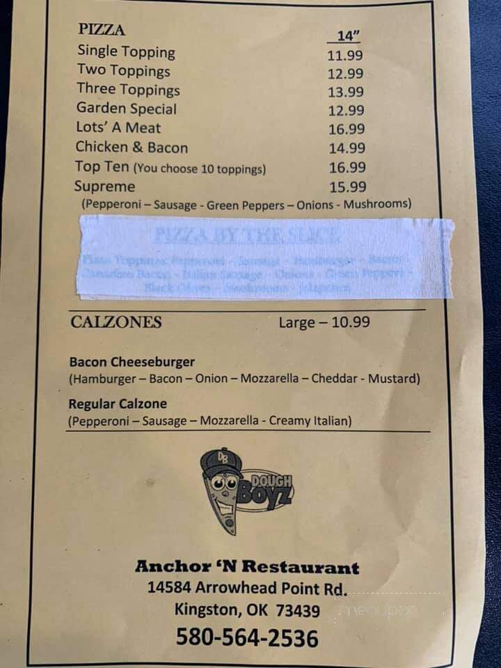 Anchor' N Restaurant-Buncombe - Kingston, OK menu_pic