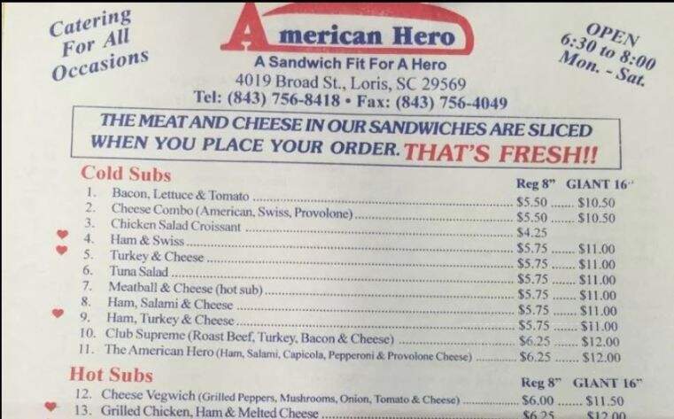 American Hero Subs & Bagels - Loris, SC