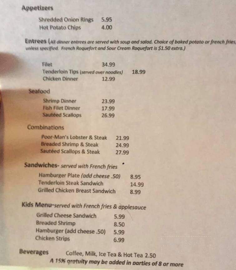 Blue Heron - Big Bend, WI menu_pic