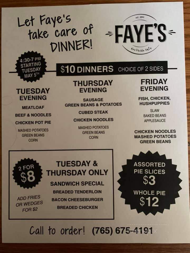 Faye's Northside Restaurant - Tipton, IN menu_pic