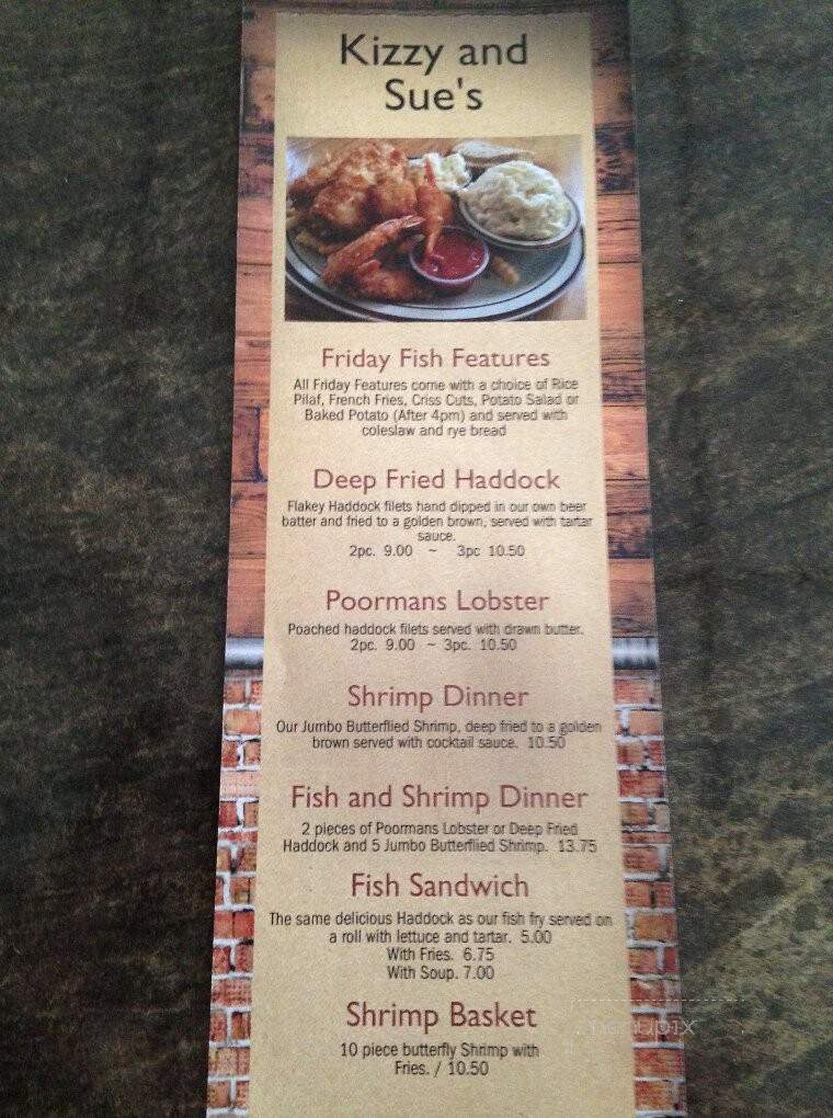 Kizzy & Sue's Bar and Grill - Auburndale, WI menu_pic