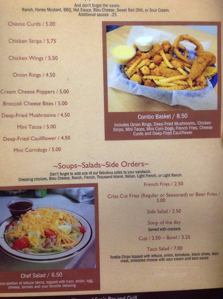 Kizzy & Sue's Bar and Grill - Auburndale, WI menu_pic