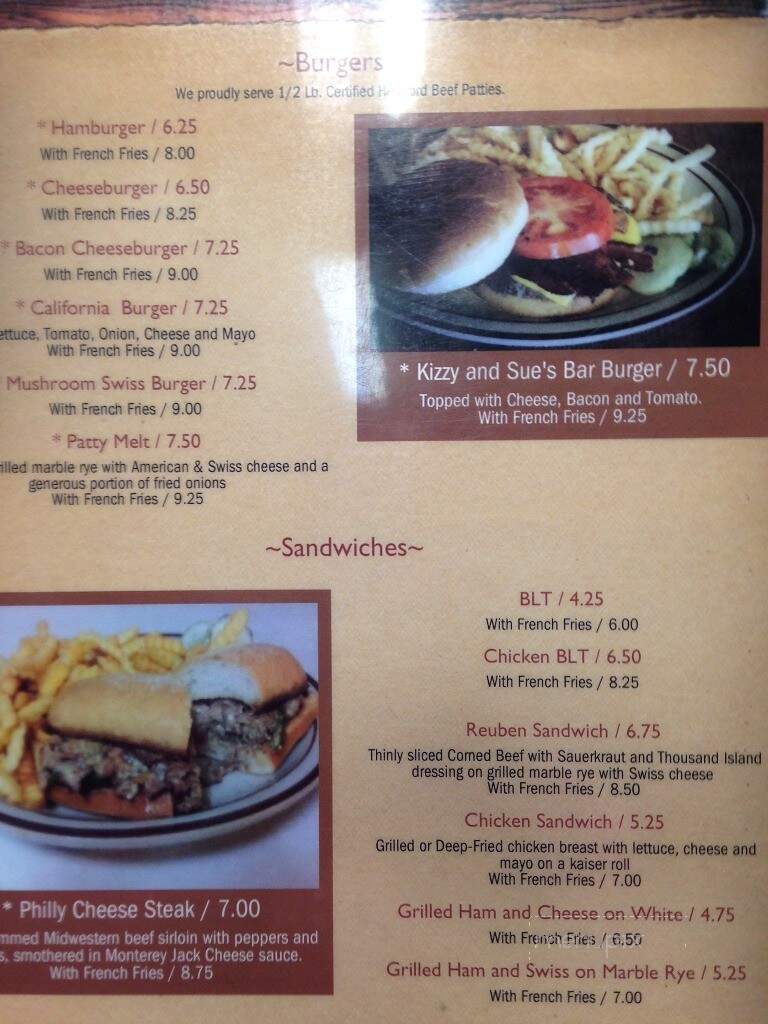 Kizzy & Sue's Bar and Grill - Auburndale, WI menu_pic