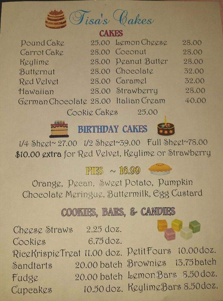Tisas Cakes - Eufaula, AL menu_pic