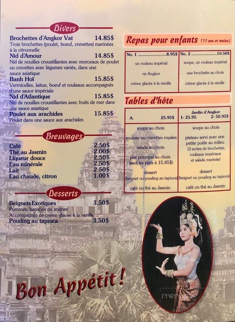 Restaurant Angkor Vat - Charlemagne, QC menu_pic