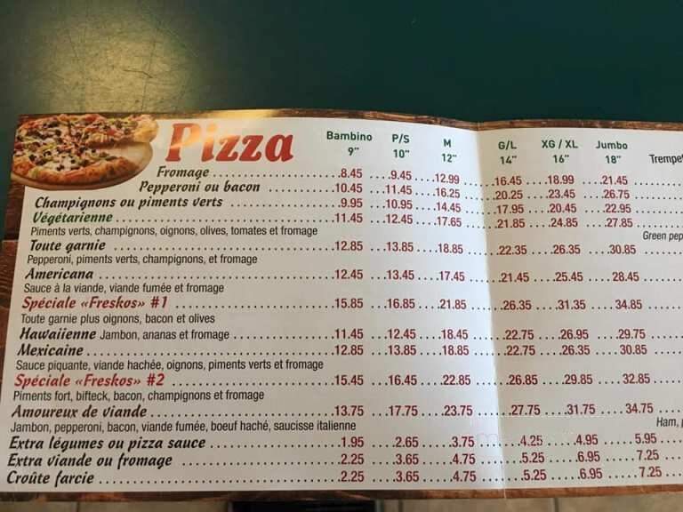 Freskos Restaurant - L'Orignal, ON menu_pic