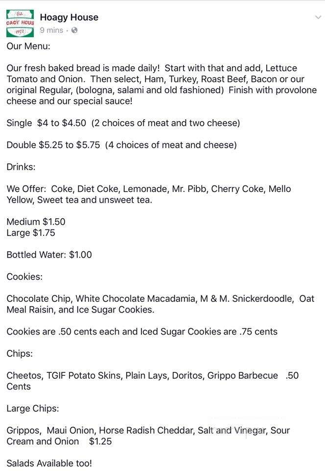 Hoagy House - Lawrenceville, IL menu_pic
