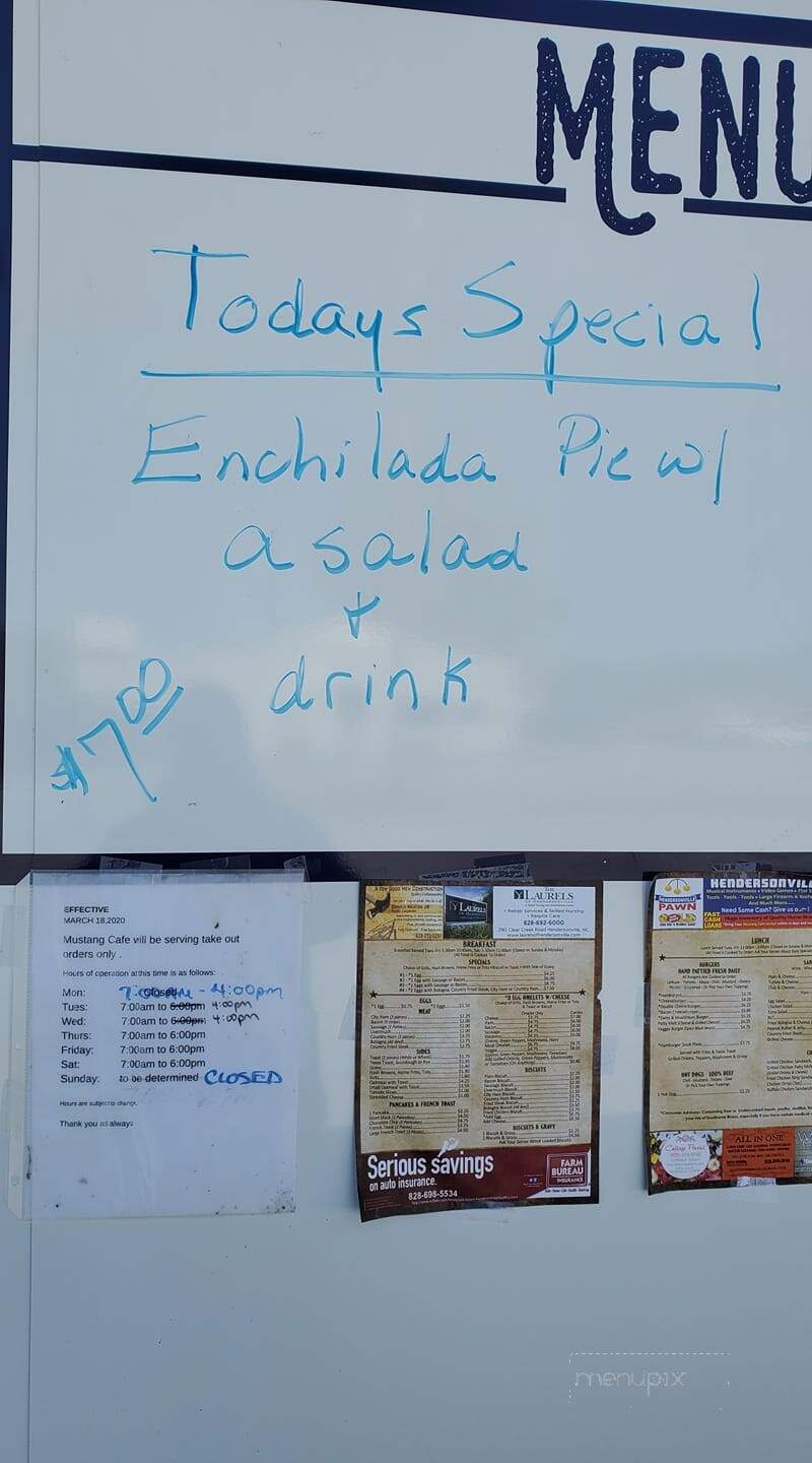 Mustang Cafe - Hendersonville, NC menu_pic