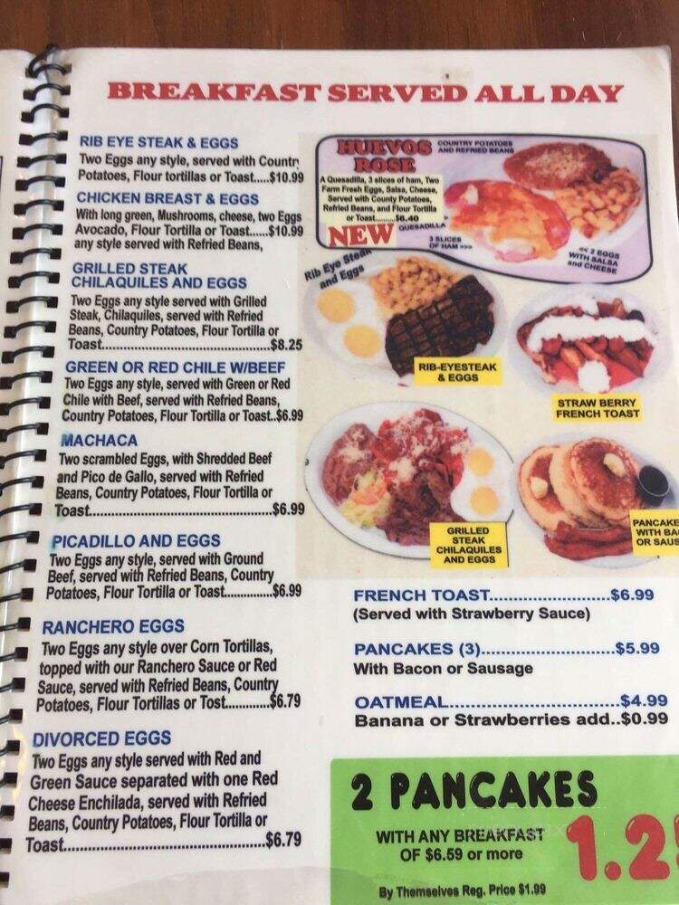 Rose Garden Restaurant - Anthony, TX menu_pic