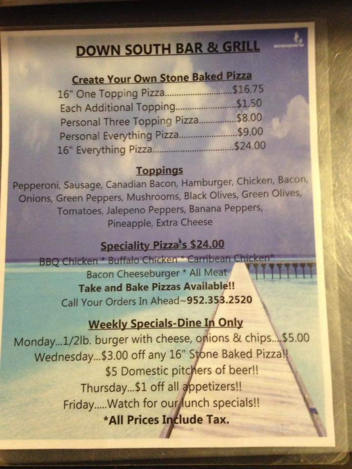 Down South - New Germany, MN menu_pic