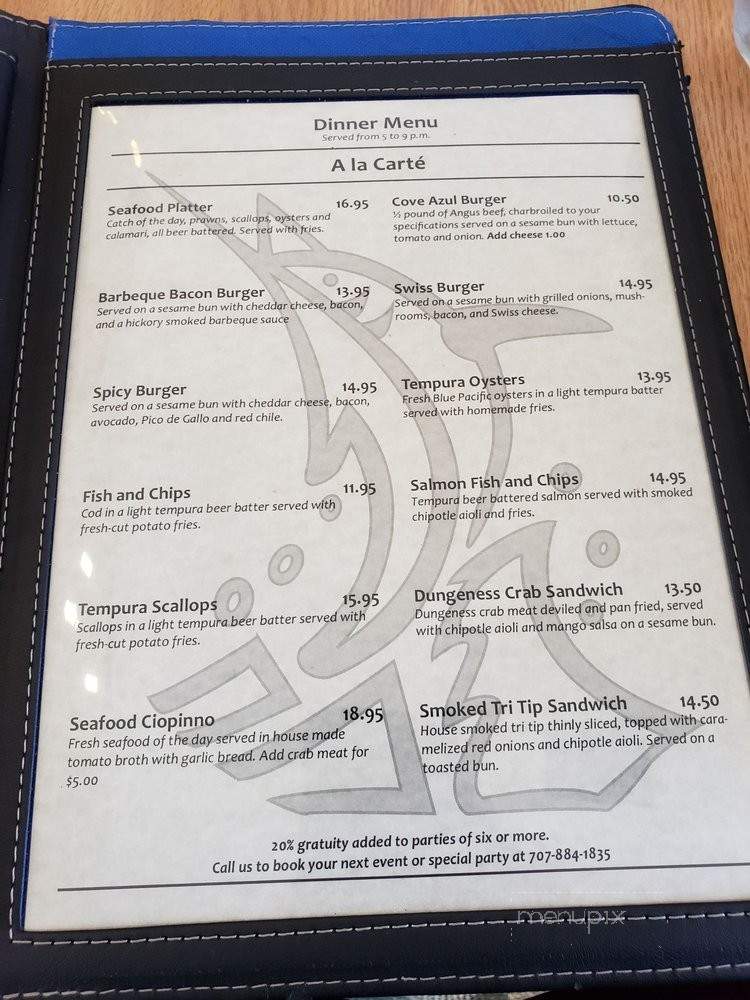 Cove Azul Bar & Grill - Gualala, CA menu_pic
